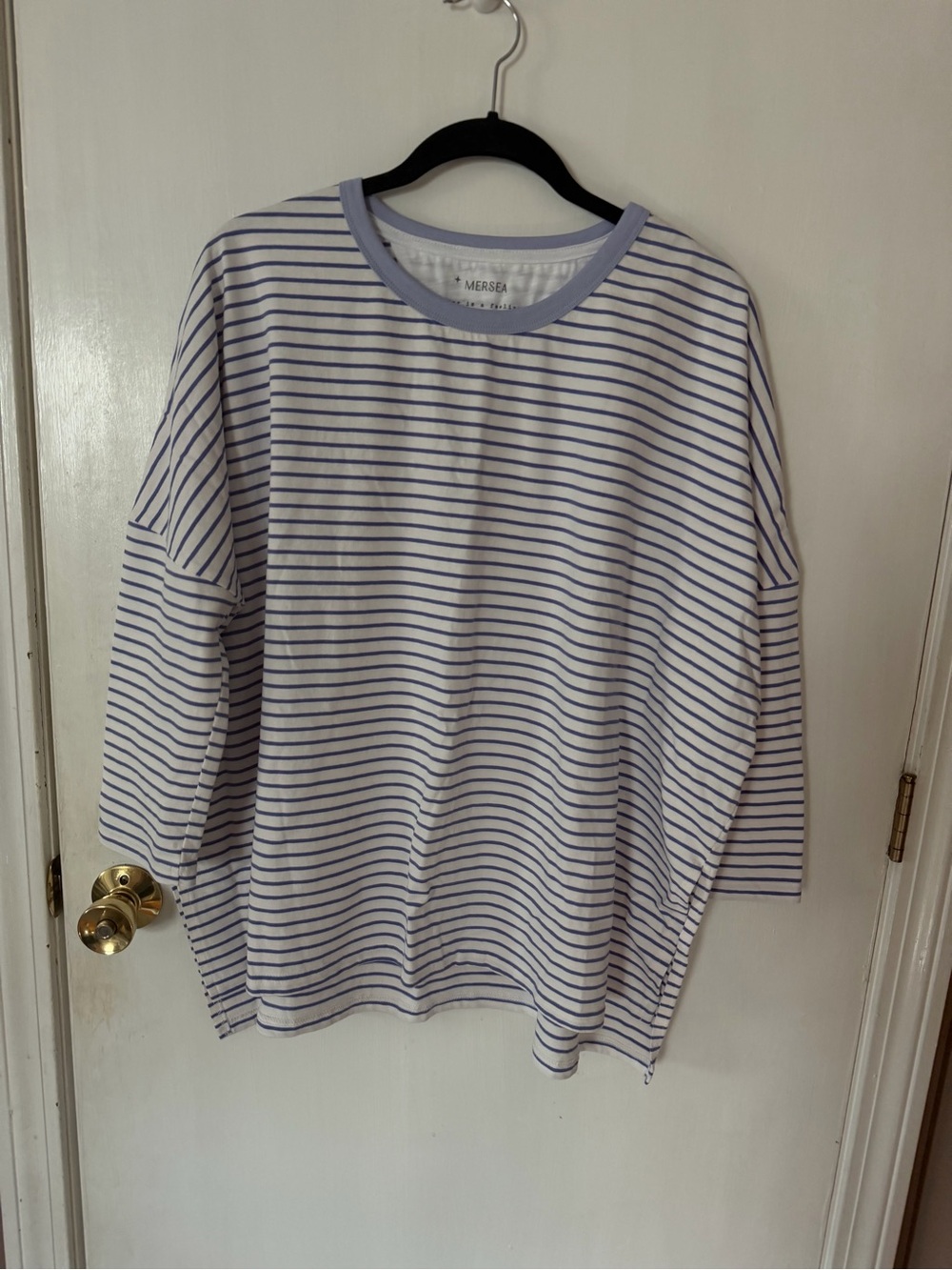 Mersea white & violet Striped Long Sleeve Shirt